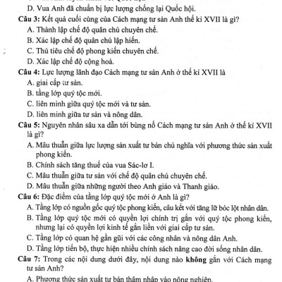 Trả Lời Câu Hỏi Lịch Sử 8 - Tự Luận Và Trắc Nghiệm (Dùng Chung Cho Các Bộ SGK)_HA