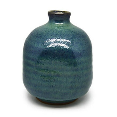 Lọ hoa vuông cổ nhỏ S1 Đông Gia - màu men hỏa biến xanh cổ vịt 05 Sành