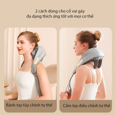 ￼Máy Massage Cổ Vai Gáy 6D BẢN CAO CẤP CÓ ĐÈN HỒNG NGOẠI , Đai Massage Cổ Vai Gáy Cắm Sạc PIN USB Tiện Lợi