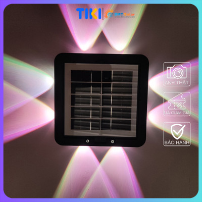 Đèn ốp tường hắt tường 4 đầu 8 tia năng lượng mặt trời HT08-RGB