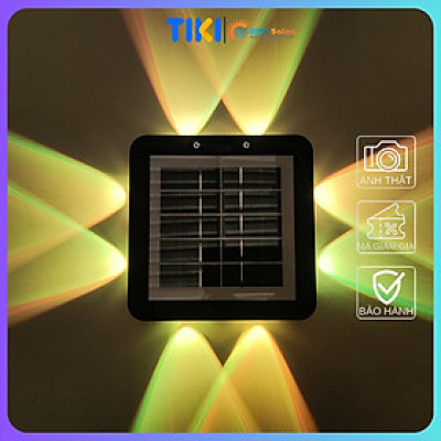 Đèn ốp tường hắt tường 4 đầu 8 tia năng lượng mặt trời HT08-RGB