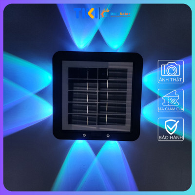 Đèn ốp tường hắt tường 4 đầu 8 tia năng lượng mặt trời HT08-RGB