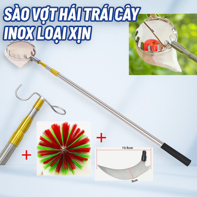 Bộ Sào Vợt Inox Hái Trái Cây Trên Cao – Rút Dài Tới 6M, Kèm 4 Phụ Kiện Tiện Lợi Hàng Xịn Loại 1