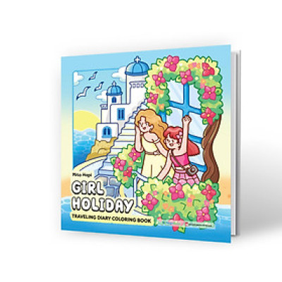 Girl Holiday Traveling Diary Coloring Book