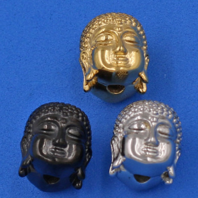 Chuỗi hạt đeo tay Thạch Anh Nâu 14 ly - Vòng tay Phật A Di Đà inox vàng VTANNLVHB14 - Vòng đeo tay size lớn