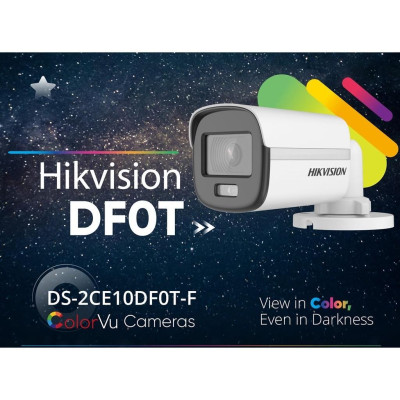 CAMERA HD-TVI ColorVu HIKVISION DS-2CE10DF0T-F 2MP 1080P, CÓ MÀU BAN ĐÊM - Hàng chính hãng