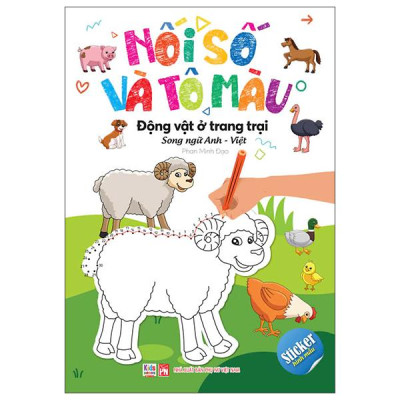 Sách - Nối Số Và Tô Màu - Động Vật Ở Trang Trại - Song Ngữ Anh-Việt
