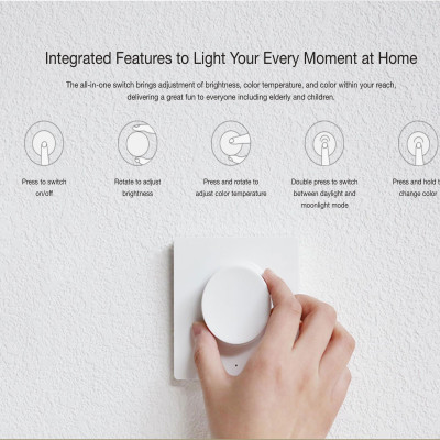 CÔNG TẮC BLUETOOTH DÁN TƯỜNG KHÔNG DÂY THÔNG MINH XIAOMI YEELIGHT – TUỲ CHỈNH ĐỘ SÁNG NHIỆT ĐỘ MÀU – BẢN QUỐC TẾ