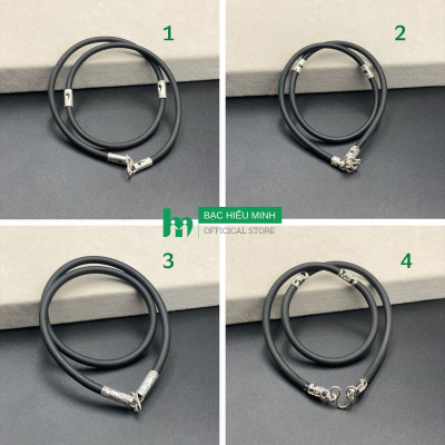 Dây Chuyền Vòng Cổ Nam Cao Su Bọc Bạc 925 Chính Hãng BẠC HIỂU MINH DCS043 