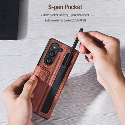 Bao Da dành cho Samsung Galaxy Z Fold 7 , Z Fold 6 hiệu Nillkin Aoge Leather Cao Cấp - Hàng nhập khẩu