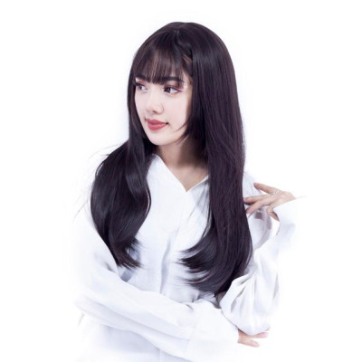 Tóc giả nguyên đầu mái hất- tặng lưới chùm tóc