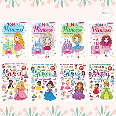 Sách - Tô màu Princess + Bé Bóc Dán Little Princess - Combo 8 Cuốn - Việt Thư