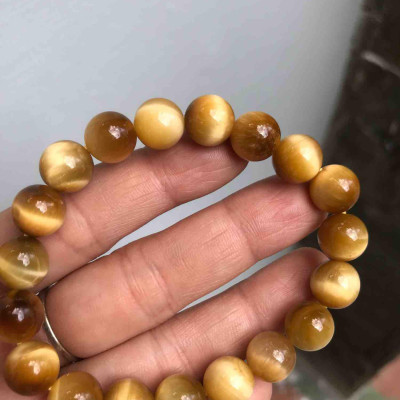 VÒNG ĐÁ MẮT HỔ VÀNG NÂU SÁNG BÓNG ĐẬM ĐẸP ĐÁ THIÊN NHIÊN SIZE VÒNG 10Ly NỮ MẠNG KIM THỔ THUỶ