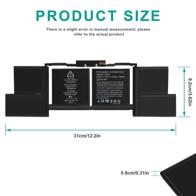 Pin A1953 Tương Thích Cho Macbook Pro Retina 15 Touch Bar A1990 (Year 2018 - 2019) TEEEMO PC Hàng Nhập Khẩu New Seal