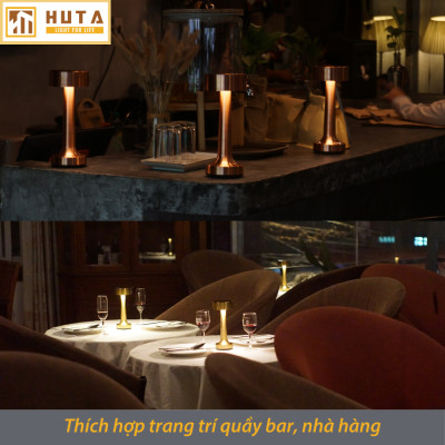 Đèn Led Quầy Bar Bàn Ăn Nhà Hàng HUTA RESTRU Cảm Ứng Pin Sạc Tích Điện USB Điều Chỉnh Ánh Sáng Vàng Trang Trí Quán Cà Phê Đèn Ngủ Lounge