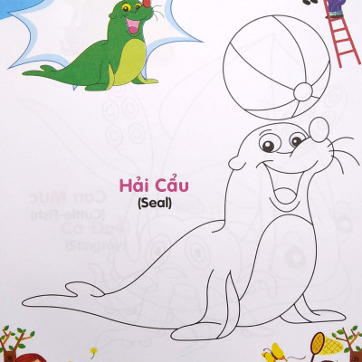 Bé Tập Tô Màu Và Học Tiếng Anh Theo Chủ Đề - Động Vật Biển