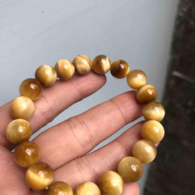 VÒNG ĐÁ MẮT HỔ VÀNG NÂU SÁNG BÓNG ĐẬM ĐẸP ĐÁ THIÊN NHIÊN SIZE VÒNG 10Ly NỮ MẠNG KIM THỔ THUỶ