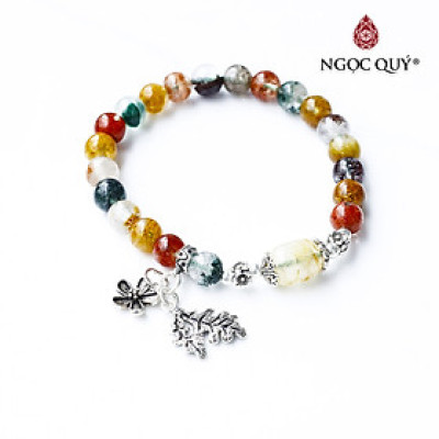 Vòng đá thạch anh đa sắc phối lu thống tóc vàng - Ngọc Quý Gemstones