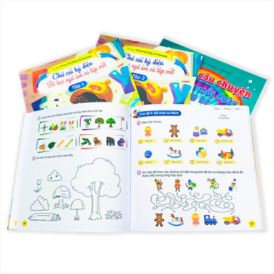 Combo Sách Chữ Cái Kỳ diệu, Từ Vựng Màu Nhiệm và Kho Báu Câu Chuyện có App Bài Giảng cho bé sẵn sàng bước vào lớp 1