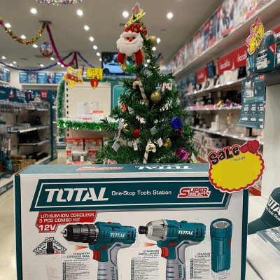 BỘ COMBO MÁY SIẾT VÍT PIN, KHOAN PIN VÀ ĐÈN PIN 12V (2 PIN 12VX1.5AH VÀ 1 SẠC) TOTAL TKLI1203 - HÀNG CHÍNH HÃNG