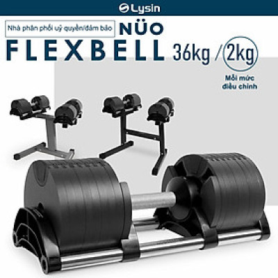 Nuobell flexbell - [All Black] Quả tạ tay điều chỉnh trọng lượng 36kg mỗi lần đổi 2kg 16 cấp độ tạ đòn tập luyện chuyên nghiệp gym