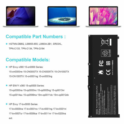 Pin Tương Thích Cho Laptop Hp Omen 15 15-Ce 15-Dc 15.4V 55Wh Sr03Xl - Hàng Nhập Khẩu New Seal TEEMO PC TEBAT1493