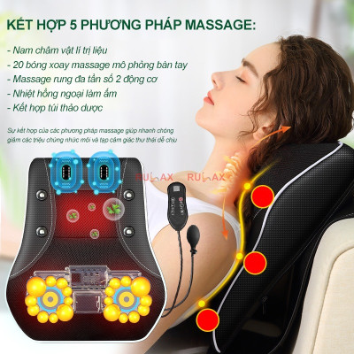 ￼Gối Massage Cổ Vai Gáy Hồng Ngoại (loại 1 ) - Máy Massage 16 bi cao cấp thế hệ mới  2024