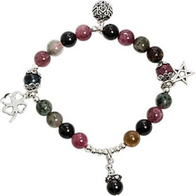 Vòng Tay Tourmaline 6mm Đa Sắc Charm Trái Tim Ngọc Quý Gemstones VT136