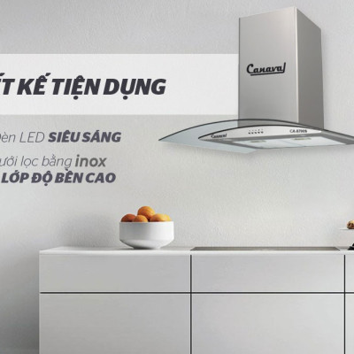 Máy hút mùi kính cong Canaval CA8790S - Hàng nhập khẩu