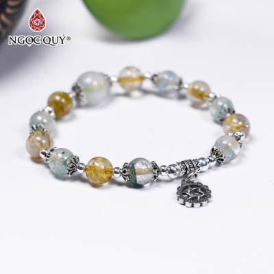 Vòng tay đá thạch anh tóc vàng phối ưu linh 8mm - Ngọc Quý Gemstones