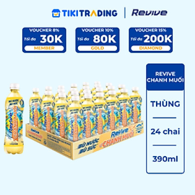 Thùng 24 Chai Nước Giải Khát Revive Chanh Muối (390ml/Chai)