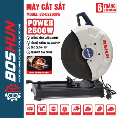 Máy Cắt Sắt Bàn Boshun - BS-CS2500W - Công Suất 2500W - Đường Kính Đĩa 355mm - Động Cơ Lõi Đồng - Bảo Hành Chính Hãg