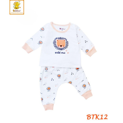 Bộ sơ sinh sư tử cotton 4 chiều tay dài BABIBOO - BTK12