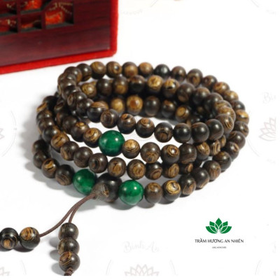 Vòng Tay Trầm Hương Sánh Chìm Nước mix Charm - Chuỗi Tràng Hạt Cao cấp - 108 Hạt