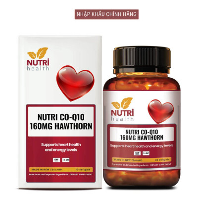Viên Uống Bổ Tim Nutri CO-Q10 160MG Hawthorn 30 Viên | Giúp Tim Khỏe Mạnh, Phục Hồi Sức Khỏe - Nhập Khẩu Chính Hãng