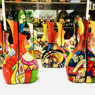 BÌnh hoa sơn mài - Bình đôi tình yêu sơn mài size 24x14 cm - Ý Nghĩa, Lạ mắt