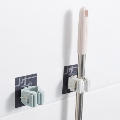 Dụng cụ dán tường treo chổi, cây lau nhà, dụng cụ nhà bếp chịu lực 5kg (1 cái) - Giao màu ngẫu nhiên