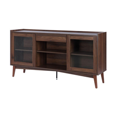 Tủ kệ trưng bày loại thấp BÌNH LONG chất liệu gỗ màu tự nhiên, 2 cánh kính