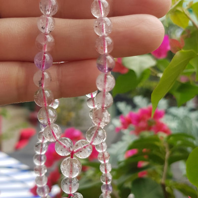 Vòng chuỗi đeo cổ Đá Super Seven tự nhiên kiểu đẹp quá Hạt 6mm lên kiểu đeo rất xinh trẻ xinh đẹp màu tím trắng bóng đẹp sang Nữ đeo may mắn phối đồ lên rất là đẹp ạ