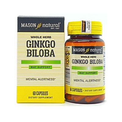 Viên Uống Mason Natural Ginkgo Biloba Hỗ Trợ Chức Năng Bộ Não, Hệ Thần Kinh 60 Viên