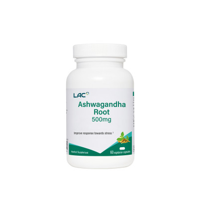 VIÊN UỐNG HỖ TRỢ GIẤC NGỦ CHIẾT XUẤT RỄ SÂM ẤN ĐỘ LAC ASHWAGANDHA ROOT 500MG (60 VIÊN)