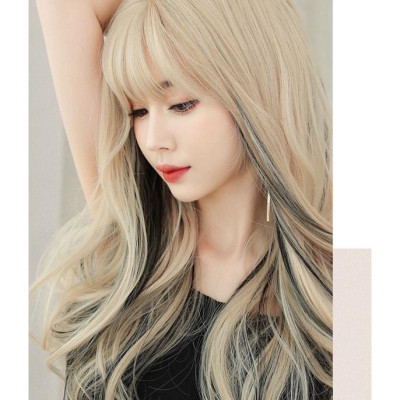 tóc giả vàng light đen xoăn cao cấp