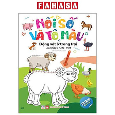 Sách - Nối Số Và Tô Màu - Động Vật Ở Trang Trại - Song Ngữ Anh-Việt