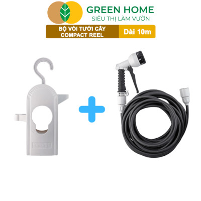 Bộ Ống Tưới Takagi Compact Reel GreenHone, Dài 10m, Treo Tường, Thiết Kế Gọn Nhẹ, Đa Năng Từ Nhật Bản