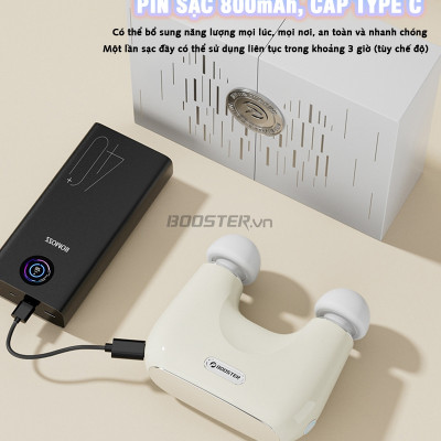 Máy massage cầm tay 2 đầu Booster mini KK, lực đấm mạnh, thiết kế nhỏ gọn sang trọng 3 tốc độ, 3 bộ đầu massage thư giãn