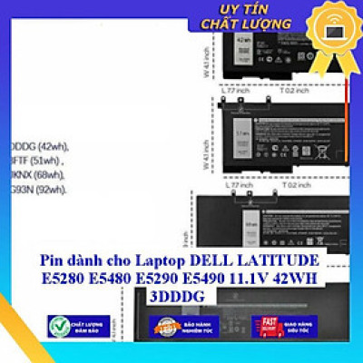 Pin dùng cho Laptop DELL LATITUDE E5280 E5480 E5290 E5490 11.1V 42WH 3DDDG - Hàng Nhập Khẩu New Seal