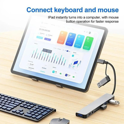 Bộ Chuyển Đổi Hub USB C Hub 8 Trong 1 Type C 3.1 Sang USB 3.0/ Type C/ Đọc Thẻ SD / TF Cho MacBook Notebook Laptop Máy Tính - Hàng Nhập Khẩu