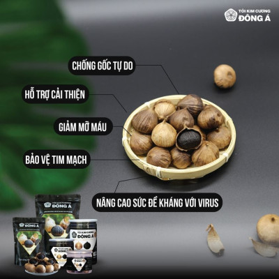Tỏi đen cô đơn bóc vỏ - Combo 3 hộp 450g - Tỏi Kim Cương Đông Á - Hỗ trợ tăng cường đề kháng, ổn định huyết áp, bảo vệ tim mạch