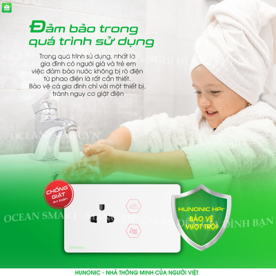 Ổ Cắm Máy Bơm Chống Giật An Toàn Hunonic SPS, Ổ Cắm Kết Hợp Phao Điện Máy Bơm Nước - HNSKSPS