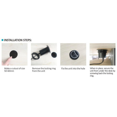 Ổ cắm USB âm bàn sạc nhanh Type C + Type A Sinoamigo STC-1W/C20 dùng cho bàn làm việc và bàn họp văn phòng - Hàng chính hãng